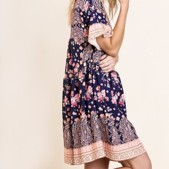 Umgee dress navy floral L - Picture 3 of 10